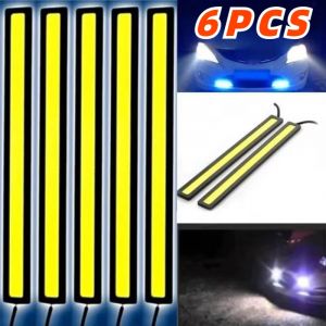6 pi&egrave;ces 17CM LED DRL &eacute;tanche conduite feux de jour bande 12V COB LED voiture en aluminium bandes