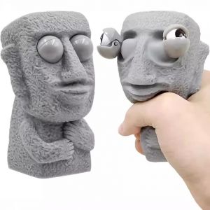 Statue Moai douce Stone Man pour enfants, libère un jouet anti-stress, rebondit lentement, yeux