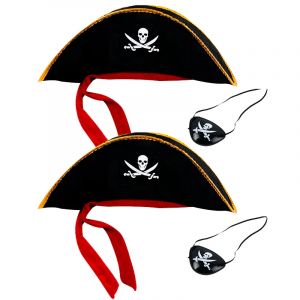Ensemble chapeau de Pirate et patchs pour les yeux, accessoires de casquette de capitaine pour