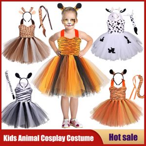 Costume de Cosplay d'animaux pour enfants, robe Tutu pour bébé fille, thème forêt, girafe, vache,