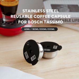 Capsules de café en acier inoxydable, adaptées à la machine à café à filtre rechargeable Bosch