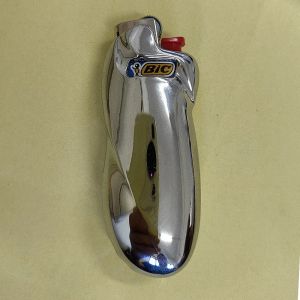 Coque métallique chromée en alliage de zinc brillant pour petit briquet Bic J5 J25, sans briquet