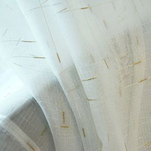 Rideau en Tulle en lin moderne, draperies de criblage pour fenêtre de salon, Plaid doré, Voile pur