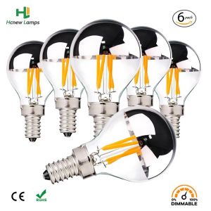 Ampoules rétro Edison pour miroir, 6 pièces, G45 E12 E14 E26 E27, bol en argent supérieur, Filaments