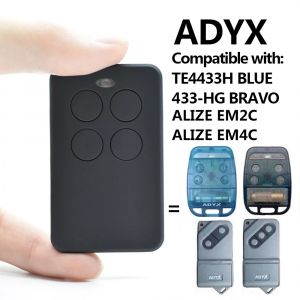 ADYX télécommande de porte de Garage 433MHz ADYX TE4433H bleu, 433-HG BRAVO,ALIZE EM2C porte-clés