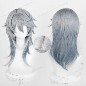 Honkai: Star Rail dimanche Cosplay perruque 52 cm gris bleu dégradé cheveux Anime HSR Cosplay