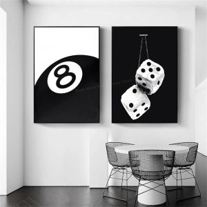 Affiche d'art sans boule noir et blanc, thème de Club de billard, peinture sur toile murale imprimée