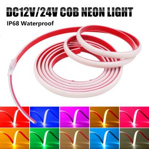 Bande LED COB 12V 24V IP68 &eacute;tanche haute densit&eacute; 320 LED s/m bande LED COB Flexible n&eacute;on blanc rouge