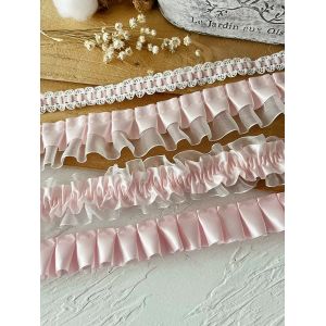 Ruban en dentelle s&eacute;rie rose 1 m&egrave;tre, accessoires faits &agrave; la main, jupe d&eacute;corative, ourlet,