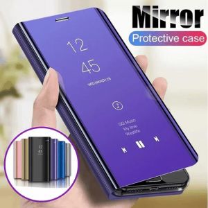 Coque de t&eacute;l&eacute;phone &agrave; rabat miroir intelligent, &eacute;tui en cuir pour Xiaomi Redmi Note 11 10 9 8 Pro 7 6