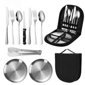 Organisateur de couverts de Camping en plein air, ensemble portable de pique-nique, assiette en