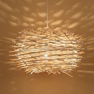 Plafonnier en Bambou Tissé en Rotin de Style Chinois, Luminaire Décoratif d'Nik, Idéal pour un Bar