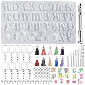 Alphabet porte-clés moules Alphabet résine Silicone moule résine lettre numéro moules pour bricolage