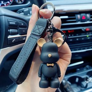 Porte-cl&eacute;s en r&eacute;sine mignon pendentif cravate l'ours pendentif pour femmes sac de voiture porte-cl&eacute;s
