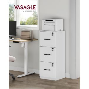 VASAGLE Caisson de Bureau à 3 Tiroirs, Meuble de Rangement de Document, Support d’Imprimante, 3