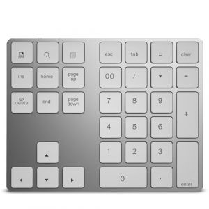 Clavier num&eacute;rique sans fil en aluminium 34 touches clavier BT Clavier int&eacute;gr&eacute; avec batterie rechargeable pour Windows / iOS / Android (Argent)