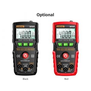 ANENG M107 Multimètre numérique intelligent 4000 points NCV Compteur universel Testeur multifonction portatif Voltmètre Ampèremètre avec lampe de poche rétroéclairée Mesure de la tension et du courant AC/DC Détection de fil zéro feu