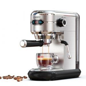 HiBREW H11 Machine &agrave; caf&eacute; compacte avec syst&egrave;me de mousse de lait Contr&ocirc;le tactile 19Bar &agrave; simple et &agrave; double service Fermer la cafeti&egrave;re &eacute;lectrique &agrave; 3 trous B&acirc;ton &agrave; vapeur amovible de 1 100ml R&eacute;servoir &agrave; eau avec gousse ESE et poudre de caf&eacute;