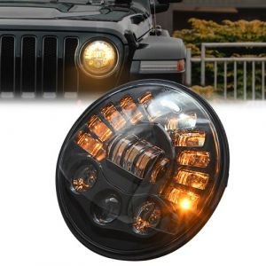 Remplacement des phares LED de 7 pouces 85W pour Jeep Wrangler JK TJ LJ 1997-2018 avec feux de croisement DRL et clignotants ambre Halo