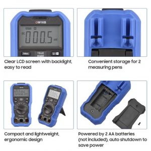 OWON OW16B Multim&egrave;tre num&eacute;rique BT avec enregistrement hors ligne 5999 comptes True RMS Testeur &eacute;lectrique multifonction &agrave; plage automatique avec voltm&egrave;tre de r&eacute;tro&eacute;clairage Test NCV Mesure de la temp&eacute;rature / Tension AC DC Courant / Capacit&eacute; / R&eacute;sistance