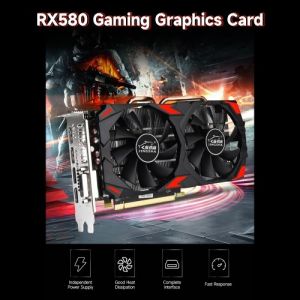 Carte graphique de jeu JINGSHA RX580 Mémoire 8 Go/GDDR5/256 bits 1257/1340 MHz Core Frequité 2 Fans de refroidissement Conception 3*DP+HDPorts