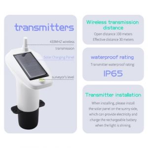 Moniteur de niveau d'eau à ultrasons sans fil Niveau de liquide du réservoir Alarme haute/basse Capteur de niveau d'eau à énergie solaire Indicateur de niveau d'eau Jauge IP65 étanche