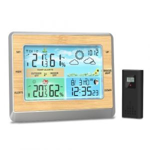 Station météo Thermomètre intérieur extérieur sans fil Moniteur d'humidité de la température à écran LED couleur de 6 pouces