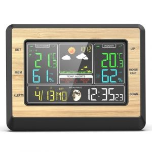 Horloge de prévision météo à écran couleur Compteur de température et d'humidité Réveil électronique multifonctionnel Mesure barométrique Station météo avec affichage de la phase de lune