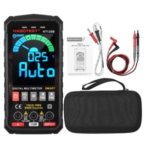 HABOTEST HT126B Multim&egrave;tre num&eacute;rique intelligent 6000 comptes True RMS &Eacute;cran couleur VA &agrave; s&eacute;lection automatique Testeur &eacute;lectrique Voltm&egrave;tre Amp&egrave;rem&egrave;tre Mesure de la temp&eacute;rature Multifonction Tension AC DC Courant Capacit&eacute; R&eacute;sistance Fr&eacute;quence Continuit&eacute;
