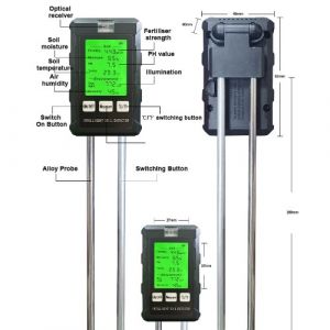 6in1 Testeur de sol multifonctionnel F&eacute;tilit&eacute; du sol pH Temp&eacute;rature Humidit&eacute; Lumi&egrave;re du soleil Testeur d'humidit&eacute; de l'air Analyseur de sol pratique Outil de jardinage polyvalent pour la croissance des fleurs de plantes en pot
