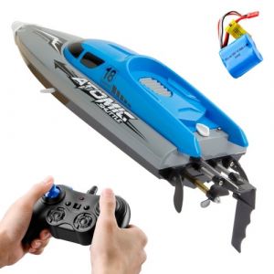 2.4GHz 4 canaux RC bateau t&eacute;l&eacute;commande bateau 30KM / H haute vitesse IPV7 &eacute;tanche bateau de course pour enfants adultes