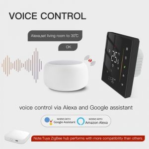 Tuya ZigBee Affichage num&eacute;rique Contr&ocirc;leur de temp&eacute;rature intelligent Chaudi&egrave;re &agrave; eau ou &agrave; gaz multifonction compatible avec Alexa et Google Assistant