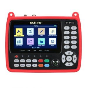 Détecteur de satellite numérique DVB-S/S2/T/T2/C Détecteur combiné Portable de signaux TV satellite 2600mAh Détecteur de signaux portatif numérique rechargeable H.264/H.265 HEVC MPEG-2 Écran LCD TFT de 4.3 pouces