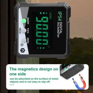 IP54 4 * 90 ° Inclinomètre numérique portable Rétro-éclairage LCD Rapporteur numérique Compteur de pente Règle d'angle numérique Magnétique simple face Rapporteur multifonctions Mode de mesure relatif absolu Maintien des données