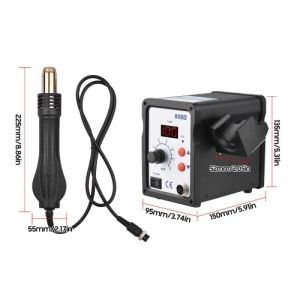 Station de reprise d'air chaud sans balais LED Digital 100℃-480℃ (212℉-896℉) Débit d'air réglable 700W Pistolet à dessouder électrique portable pour BGA PLCC Réparation électronique PCB Séchage par retrait thermique