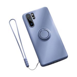 Coque Huawei Mate silicone liquide avec anneau support et dragonne, Violet / Mate 20 Pro