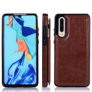 Coque portefeuille Huawei Mate à rabat arrière en cuir non-animal, Marron / Mate 20 Pro