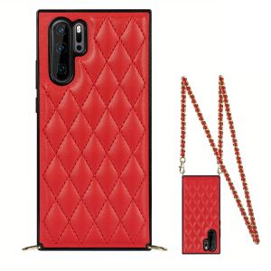 Coque Huawei Mate effet matelassé luxueux et lanière raffinée, Rouge / Mate 20 Pro
