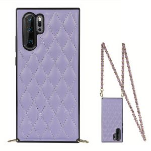 Coque Huawei Mate effet matelassé luxueux et lanière raffinée, Violet / Mate 20 Pro
