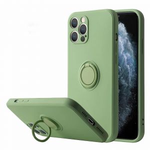 Coque iPhone silicone liquide avec anneau support et dragonne, Vert / iPhone 7 Plus/8 Plus