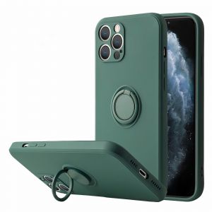 Coque iPhone silicone liquide avec anneau support et dragonne, Kaki / iPhone 7 Plus/8 Plus