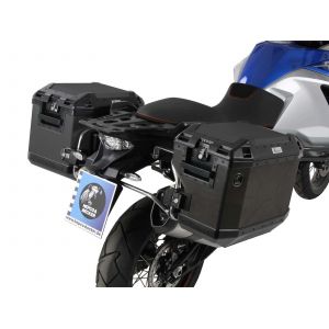 Valise Hepco & Becker Xplorer avec support Cutout - noir/Acier inoxydable