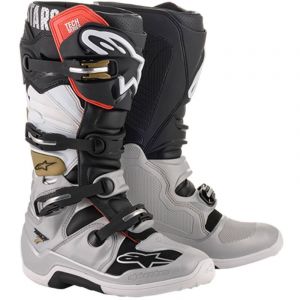 Bottes cross Alpinestars TECH 7 - BLACK SILVER WHITE GOLD 2023