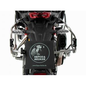 Valise Hepco & Becker Xplorer avec support Cutout - noir/Acier inoxydable