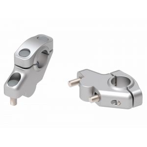 Rehausseur de guidon Hepco & Becker avec d&eacute;port 30 mm de haut et 21 mm en arri&egrave;re - argent