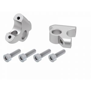 Rehausseur de guidon Hepco & Becker avec d&eacute;port 30 mm de haut et 24 mm en arri&egrave;re - argent