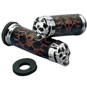 Poign&eacute;es de guidon Drag Specialties Skull