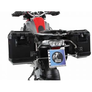 Valise Hepco & Becker Xplorer avec support Cutout - noir/Acier inoxydable