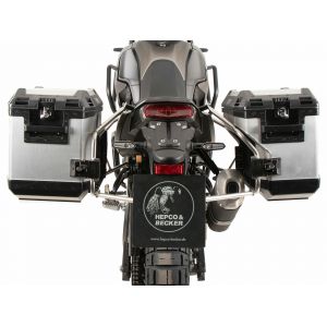 Valise Hepco & Becker Xplorer avec support Cutout - argent/Acier inoxydable