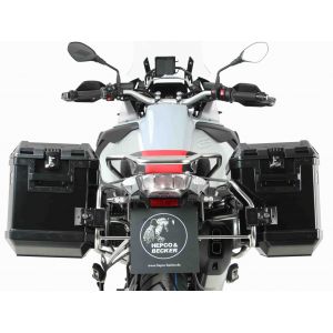 Valise Hepco & Becker Xplorer avec support Cutout - noir/Acier inoxydable